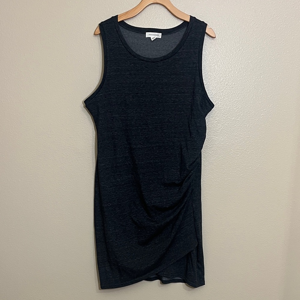 Treasure & Bond Grey Ruched Sleeveless Casual Plus Size Dress